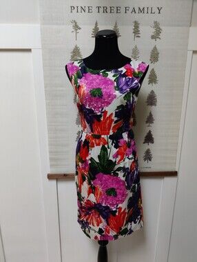 J.CREW Bright Floral Cotton Silk Blend Sheath Dress 6